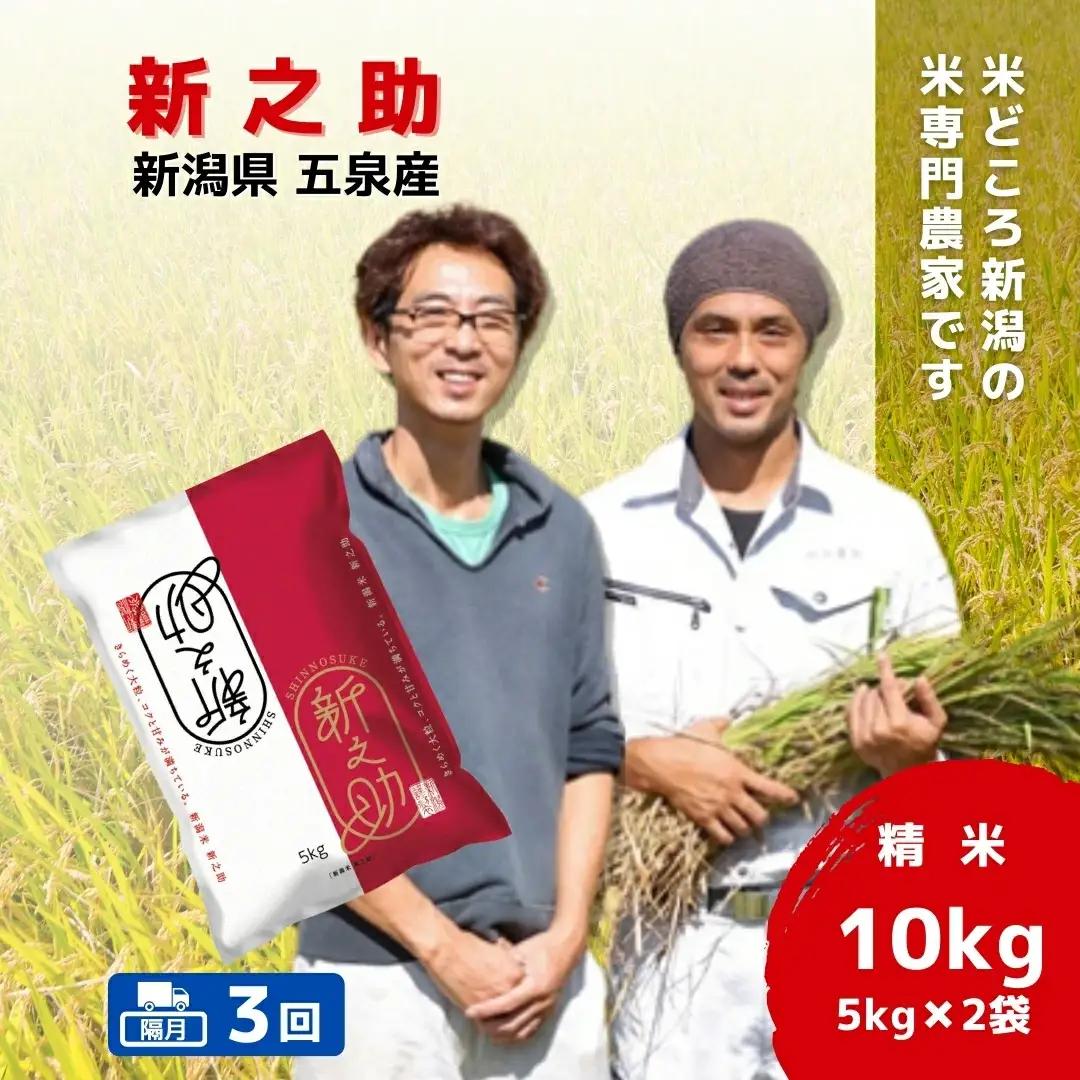 【定期便3回】【先行予約】令和8年産 新之助 10kg×3回 隔月 計30kg わくわく農場 | 新潟県 五泉市 新之助