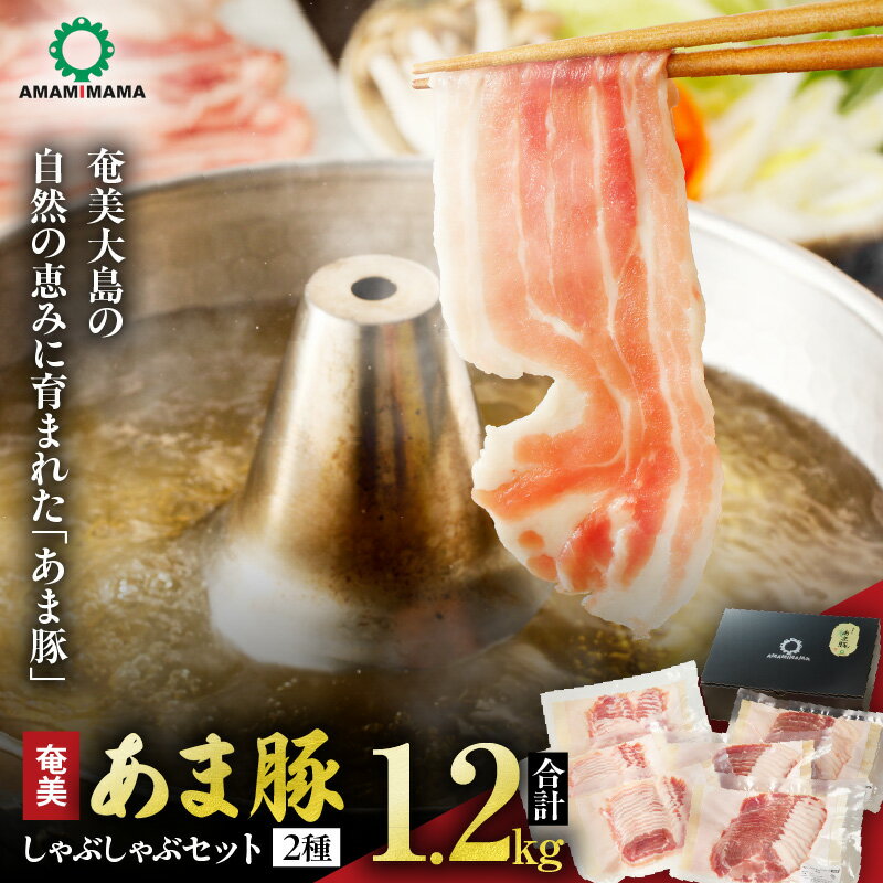 【ふるさと納税】 あま豚 しゃぶしゃぶ セット 2種 1.2kg 豚肉 豚 肉 ぶた ポーク バラ 肩ロース 豚バラ スライス 美味しい 鍋 冷しゃぶ サラダ 炒め物 料理 肉質 昼食 おかず きめ細かい 肉質 冷凍 AMAMIMAMA 鹿児島 奄美市 おすすめ ランキング プレゼント ギフト