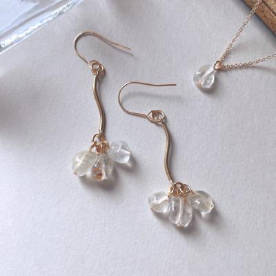 ふるさと納税 長岡京市 Agaroハンドメイド誕生石のピアス&amp;ネックレス(トパーズ) おまかせデザイン2点SET