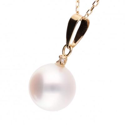 ふるさと納税 神戸市 【薄月】無調色 アコヤパール ダイヤモンド K18 イエローゴールド ペンダントトップ |  | 01