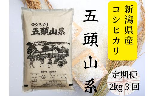 【令和7年産】【3回定期便】「五頭山系」米屋のこだわり阿賀野市産 コシヒカリ2kg×3回 新潟県 米 こめ コメ 白米 精米 9月下旬より順次新米へ変更 1E18018