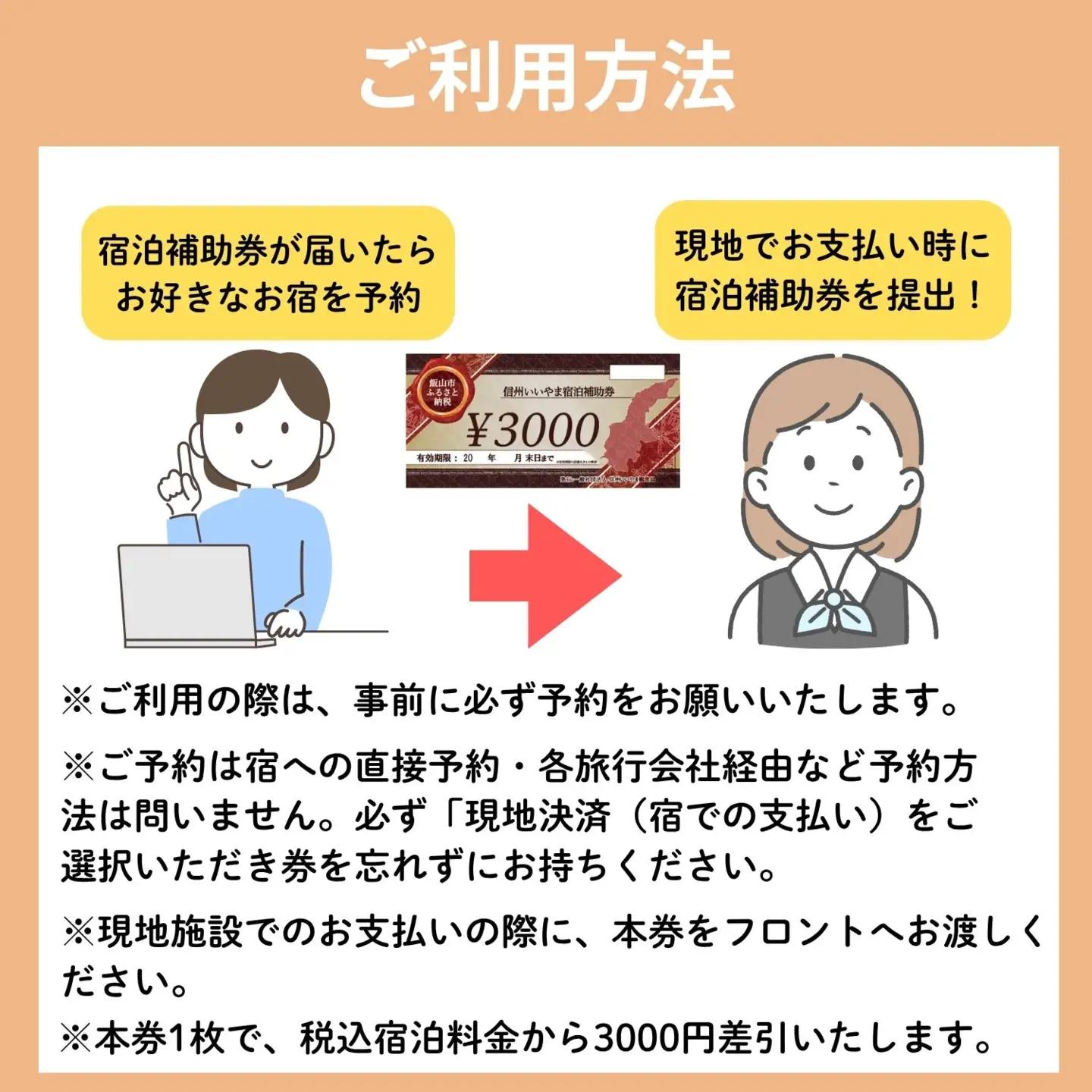 信州いいやま 宿泊補助券 3,000円分 信州飯山 宿泊補助券 T-1