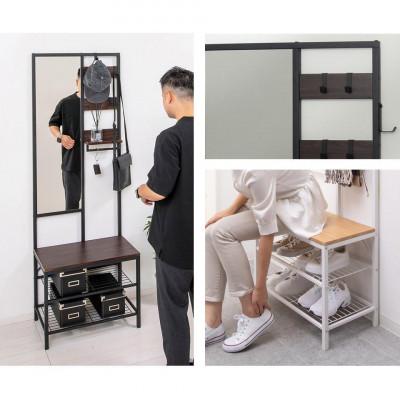 ふるさと納税 海南市 多機能ハンガーラックミラー付 ブラウン aku104491001 |  | 01