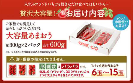 【予約受付】選べる大容量あまおう 600g 大粒 不揃い 選べる大容量あまおう （2L,グランデ,DX デラックス）減農薬 あまおう いちご 高級 いちごあまおう イチゴ 苺 フルーツ 果物 ふるさと