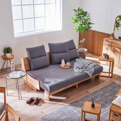 ふるさと納税 大川市 ヴィンセント 幅180cm ごろ寝ソファ ソファベッド NA×ダークグレー【モーブル】【大川家具】