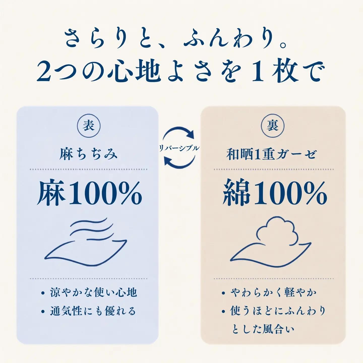 極涼麻ちぢみリバーシブル掛けふとんカバーKサイズ【ベージュ】