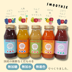 国産果汁100%ジュース＆スムージーセット（180ml×10本）［NH04］// 長野県 南信州 ストレートスムージー ストレートジュース 無加糖 無塩 香料不使用 着色料不使用 保存料不使用 天皇杯