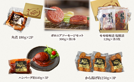 【5ヵ月定期便】全5回 和豚もちぶた 角煮 ボロニアソーセージ 2種 味噌塩糀漬け ハンバーグ から揚げ 豚肉