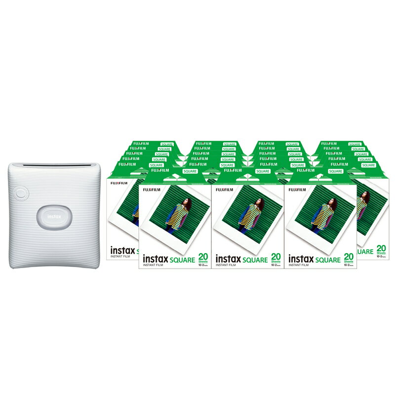 【ふるさと納税】 「スマホプリンターinstax&trade;“チェキ”スクエアセット」instax&trade; スクエアフォーマットフィルム 2パック×23（合計460枚撮影可能）スマホプリンター“チェキ”「instax SQUARE Link&trade; Ash White」×1