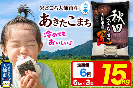 《定期便6ヶ月》米 あきたこまち【白米】15kg（5kg×3袋）秋田県大仙市産 精米 令和7年産
