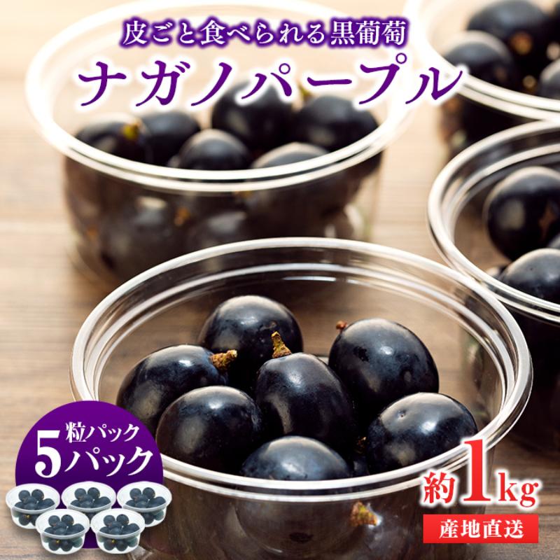【ふるさと納税】ぶどう ナガノパープル 粒パック 約1kg 皮ごと食べられる黒葡萄 葡萄 ぶどう ブドウ 長野 フルーツ 果物 信州産 長野県産 特産 産地直送 おすすめ デザート 　お届け：2026年9月中旬～下旬ごろ
