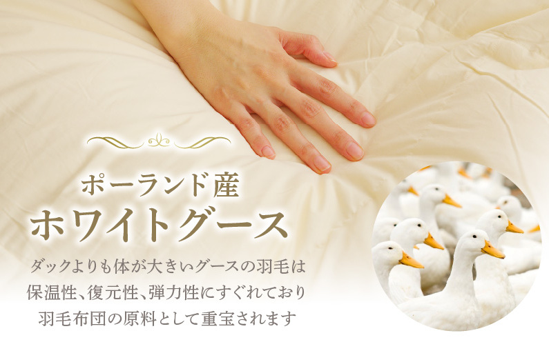 羽毛布団 1枚 ポーランド産グース贅沢仕様 シングル 150cm×210cm アイボリー【国産 羽毛 ふとん 寝具 掛け布団 羽毛ふとん】 099H3100_イメージ2