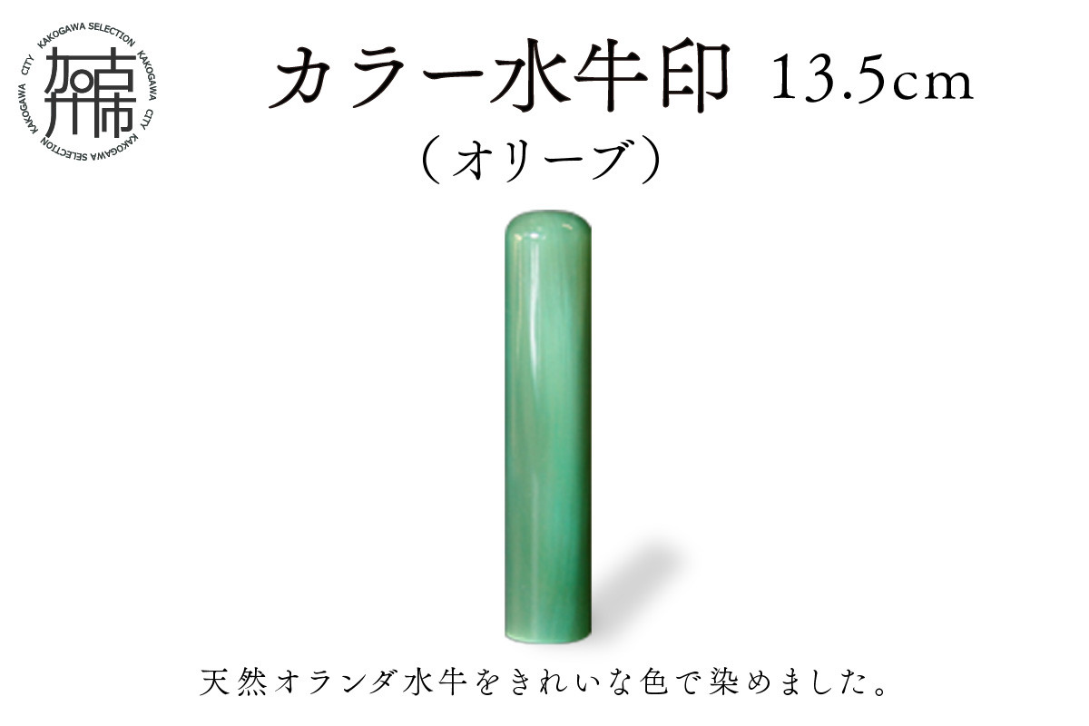 
                  カラー水牛印【天然オランダ水牛】(オリーブ)13.5mm《 雑貨 印鑑 水牛 もみ革 水牛印 ケース付き 革 》【098006S000】
                