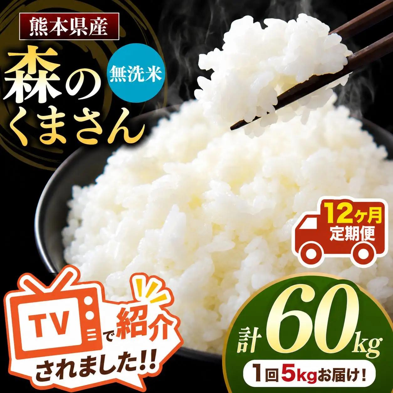 【 定期便 12回 】 R7年産 熊本県産 無洗米 森のくまさん 5kg