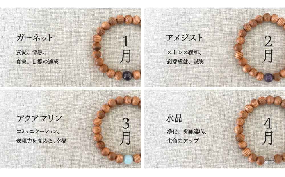屋久杉×3月誕生石ブレスレット【16cm (S)】