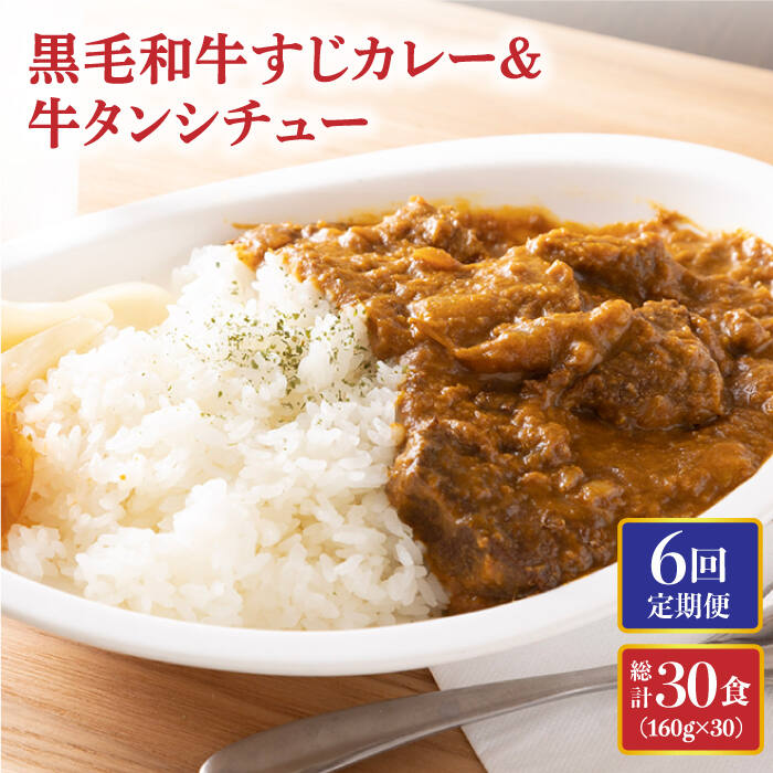 【ふるさと納税】【全6回定期便】 黒毛和牛 牛すじカレー ＆ 牛タンシチュー 毎月5食 長与町/炭火焼肉あおい [EBW004] 和牛カレー タンシチュー 常温