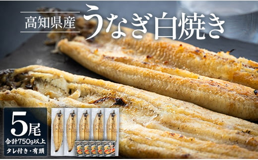 
うなぎ白焼 国産 5尾 鰻 150～180ｇ×5尾 - エコ包装 国産 うなぎ 白焼き 鰻 冷凍 高知 yw-0060
