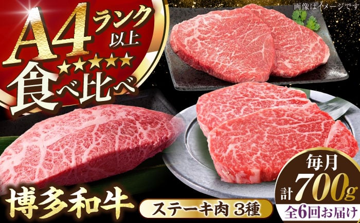 
            【全6回定期便】【A4〜A5ランク】博多和牛 ステーキ3種(ヒレ150g、ミスジ100g、モモ100g）各2枚 《豊前市》【株式会社木村食品】 ヒレ肉 フィレ もも肉 [VDZ078]
          