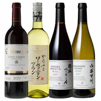 【ふるさと納税】山梨県産ワイン　品種別4本セット　001【配送不可地域：離島】【1558138】