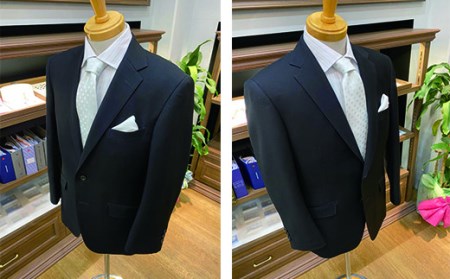 セミハンドメードオーダーフォーマルスーツ、国産スーパーブラック生地 　シングル・ダブル対応可　Samurai Bespoke＜22-2＞