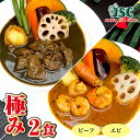 【ふるさと納税】冷凍スープカレー 極み 2食セット 合計約1kg 2パック カレー スープカレー 具材入り セット 詰め合わせ 食べ比べ 惣菜 グルメ 冷凍 国産 福岡県 筑後市 送料無料