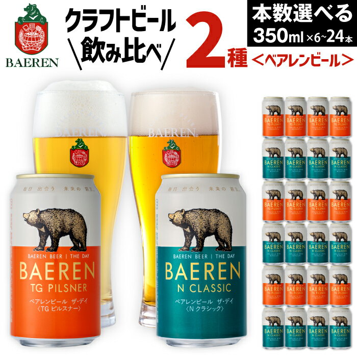 【ふるさと納税】ビール おすすめ クラフトビール 2種 飲み比べ 350ml 各3本 各6本 各12本 おすすめ ギフト べアレンビール 送料無料 缶ビール 地ビール ラガービール ラガー ピルスナー エクスポート お酒 プチギフト 記念日 クリスマス バレンタイン ホワイトデー ベアレン