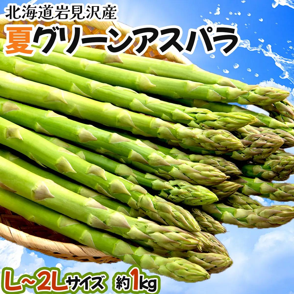 【令和8年産】北海道岩見沢産 夏グリーンアスパラ L～2Lサイズ 1kg【41104】