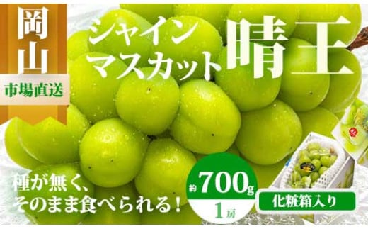 Cz-9【令和8年発送・先行予約】岡山県産　シャインマスカット（700g以上・晴王）1房　化粧箱入り