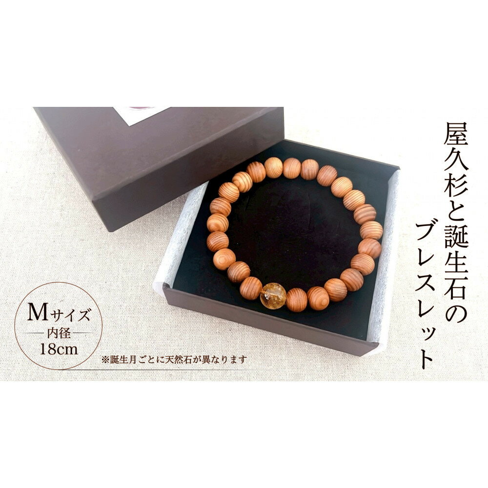 【ふるさと納税】屋久杉×誕生石ブレスレット【18cm (M)】【誕生月選択可】