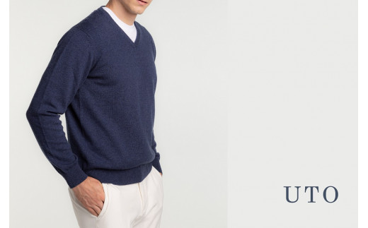 【期間限定(12/26～3/31)寄附額】【UTOカシミヤ】メンズ Vネック セーター カシミヤ 100％ ユーティーオー 岩手県 北上市 S0114