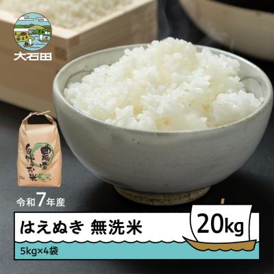 ふるさと納税 大石田町 新米 米 令和7年産 はえぬき 無洗米 20kg 5kg×4袋 順次発送 ap-hamxa5x4