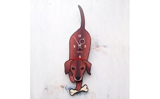 D-44F3 スムースダックス-犬の振り子時計花03.RED C-CD-044A