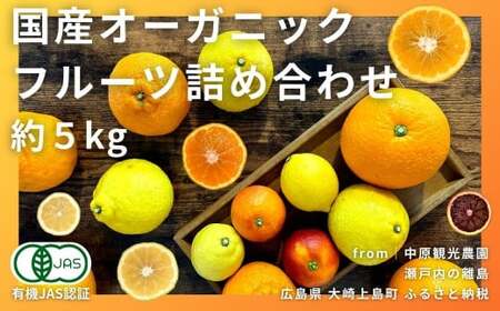 国産 オーガニックフルーツ詰め合わせ 5kg レモン ブラッドオレンジ はるか 不知火 紅八朔 有機JAS認証 選べるサイズ 瀬戸内 広島 大崎上島 離島 有機栽培 安心 安全 オーガニック 柑橘 濃厚 果物 ギフト 3月発送 限定 産地直送 中原観光農園