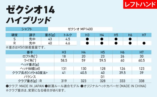 ゼクシオ 14 ハイブリッド レフトハンドモデル《2025年モデル》_IF-C705 _(都城市)ダンロップ ゼクシオ 14シリーズ 2025年モデル ハイブリッド MP1400 カーボンシャフト レ