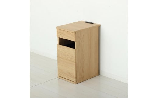 【ナチュラル】完成品 コンセント付ダストボックス ゴミ箱 ごみ箱 ダストBOX ペール付き 隠す コンセントボックス スマホ置き サイドテーブル コンセント付ダストボックス AKU102327501