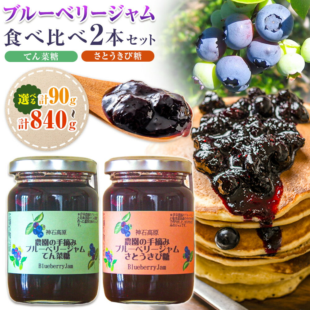 【ふるさと納税】ジャム 神石高原町産 ブルーベリー ジャム 食べ比べ 2本セット 2種 選べる計90g 計440g 計840g 伊草農園《30日以内に出荷予定(土日祝除く) 》広島県 神石高原町 ブルーベリー ジャム てん菜糖 さとうきび糖
