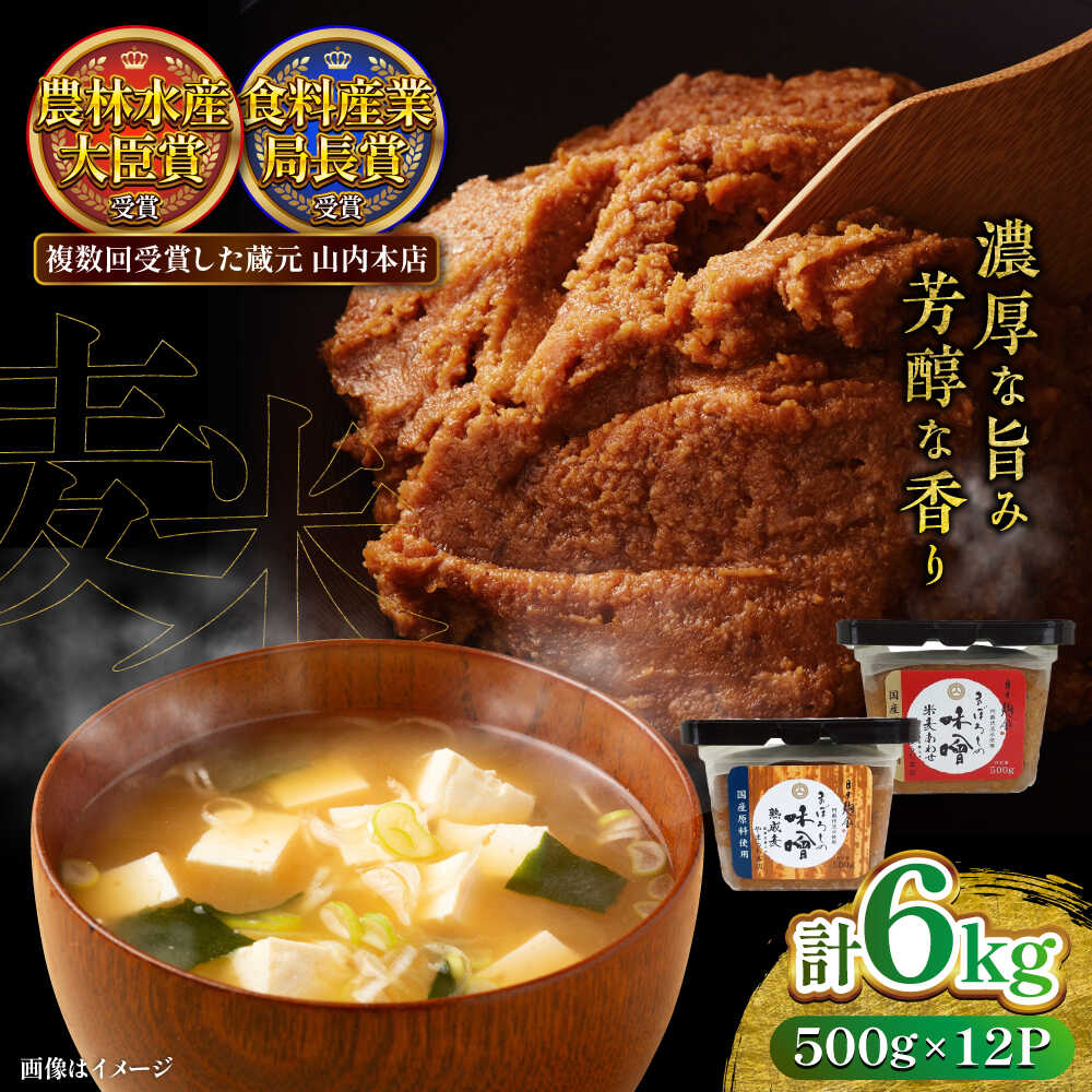 【ふるさと納税】まぼろしの味噌米麦あわせ・熟成麦 500g×12個セット / みそ 合わせ味噌 麦味噌 調味料 熊本県 菊陽町 味噌 発酵食品 みそしる 味噌汁 定番 小分け 食べ比べ 詰合せ 詰め合わせ 国産 【株式会社山内本店】[BHAE026]