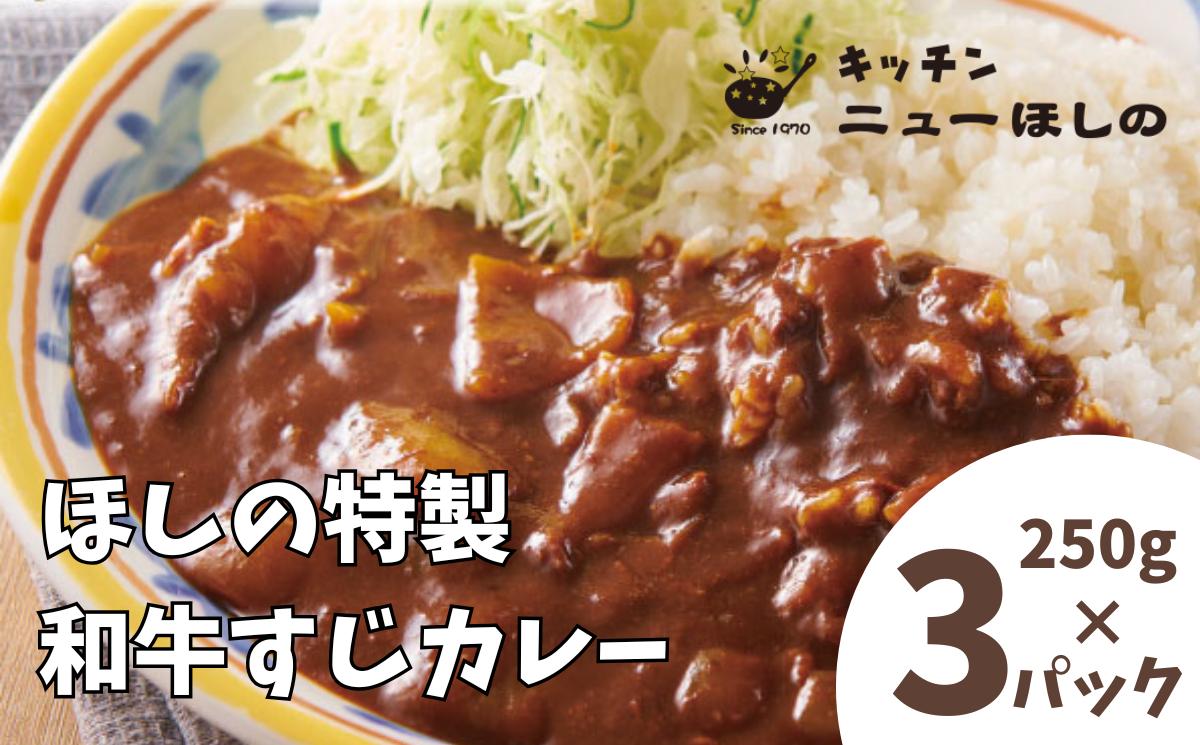 
            キッチン  ニューほしの  ほしの特製和牛すじカレー(1人前)250g×3パック　【11100-2179】
          
