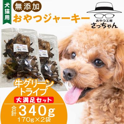 ふるさと納税 小牧市 【大満足セット】犬猫用 無添加おやつジャーキー 牛グリーントライプ 340g(肉)[143O25]