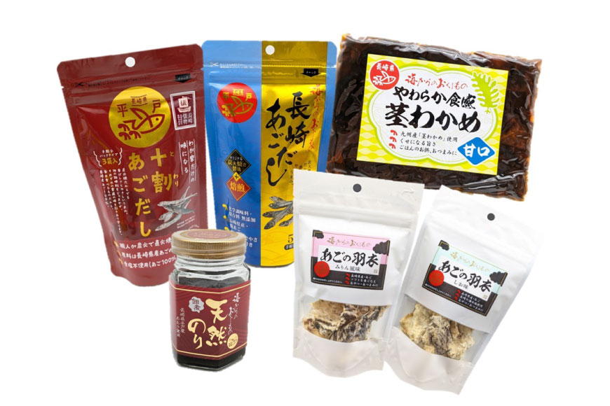 あご だし 無添加 平戸 うまかもん 6種 セット 6回 定期便 [海産物のわたなべ 長崎県 平戸市 hr42bgy390065] アゴ あご 飛魚 だし 出汁 おかず おつまみ のり わかめ セット