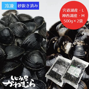 冷凍 砂抜き 大和 しじみ 食べ比べ 宍道湖産 神西湖産（各500g×1袋））| しじみ