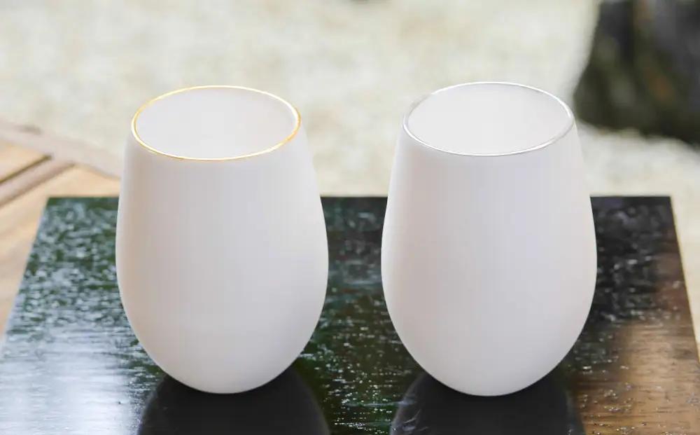 【陶あん】釉玻璃カップ 2個セット(金フチ・銀フチ)｜清水焼 コップ 食器 人気［ 京都 清水焼 京焼 陶芸 食器 人気 おすすめ カップ コップ 器 お取り寄せ 通販 送料無料 ふるさと納税 ］