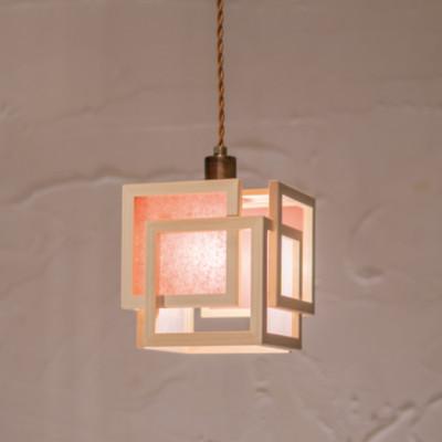 ふるさと納税 中野区 【国産檜】ペンダントライト『旬ミニ shun-mini』 白×緋　AP860-C