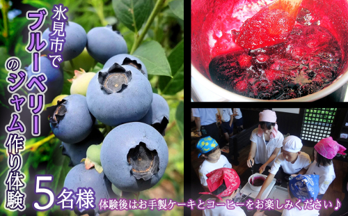 氷見市でブルーベリーのジャム作り体験５名様●ケーキとコーヒー付き