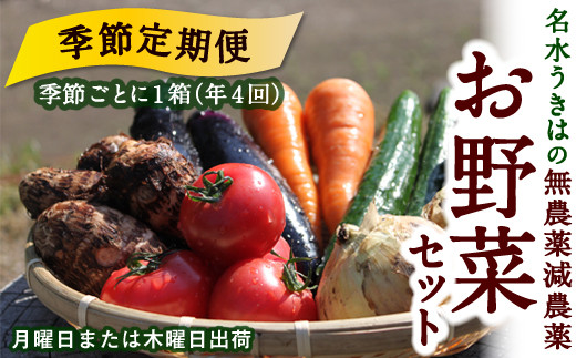 【季節定期便】UIC 名水うきはの無農薬減農薬お野菜セット (季節ごとに1箱×4回=年4回)