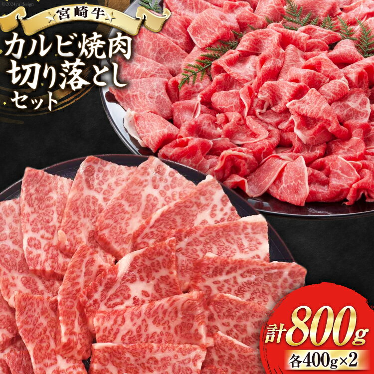 【ふるさと納税】【宮崎牛】 宮崎県産 宮崎牛 カルビ 切り落とし セット 400g×2 計800g [レグセントジョイラー 宮崎県 美郷町 31bb0022-NEW] 冷凍 送料無料 国産 牛 肉 焼肉 バーベキュー BBQ 切落し 炒め物 A4 A5等級