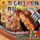 【ふるさと納税】鹿児島県産黒毛和牛×黒豚使用！お肉屋の贅沢合挽き生ハンバーグ15個(計1.6kg以上) 鹿児島県産 冷凍ハンバーグ 黒毛和牛 和牛 黒豚 肉 合挽き 合いびき ハンバーグ 小分け パック 冷凍【ナンチク】