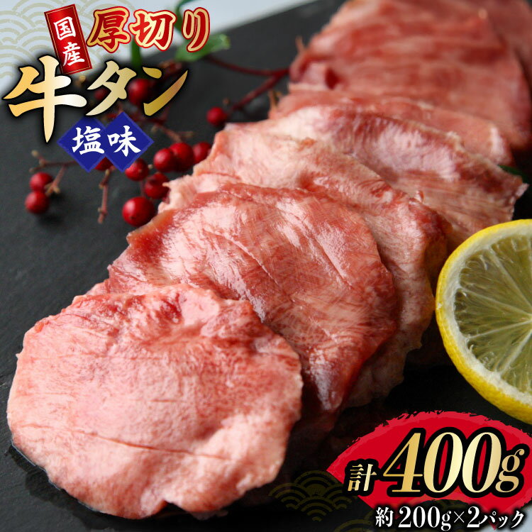 【ふるさと納税】 牛タン 国産 厚切り 牛たん 塩味 約200g 2p 計400g [佐利 宮城県 南三陸町 m304amh580022] たん タン 小分け 肉 焼き肉 焼肉 塩タン 塩たん タン塩 たん塩