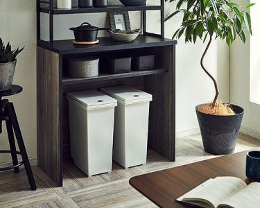 【開梱設置】食器棚 レンジ台 アイン 上台棚板タイプ 幅89.7cm ブルックリン キッチンボード ゴミ箱収納 ダスト収納 キッチン収納 おしゃれ 大川家具 幅90cm 収納家具 棚 アイアンフレーム