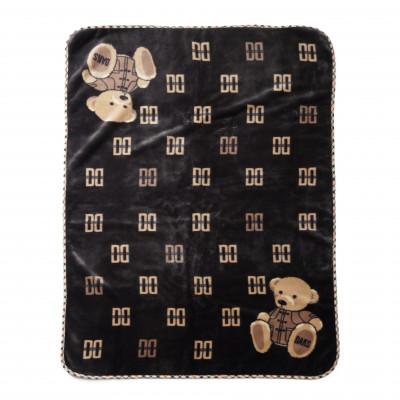 ふるさと納税 泉大津市 【日本一の毛布の町】DAKS Bear アクリルマイヤーハーフケット(毛羽部分) 　ブラック |  | 02